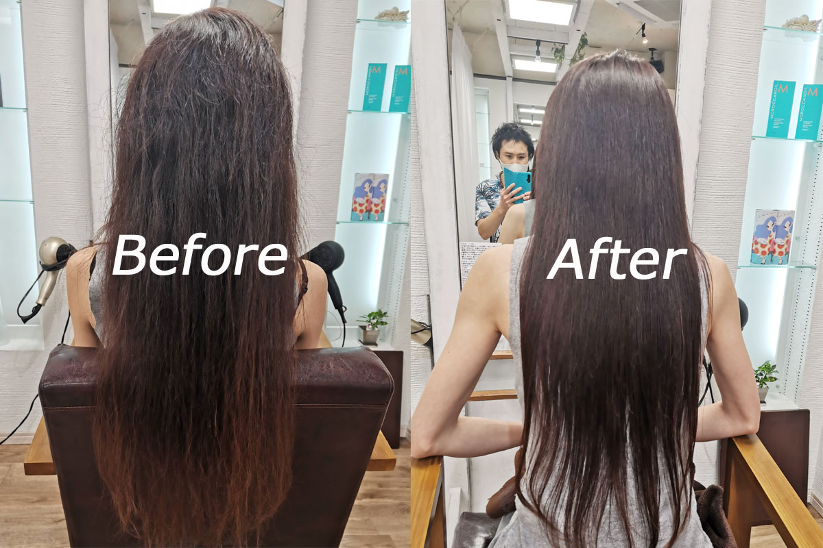 台北大安區仁愛路A Relax Hair日系美髮沙龍的髮改善護髮後，變的有亮度·美麗的頭髮before/after3