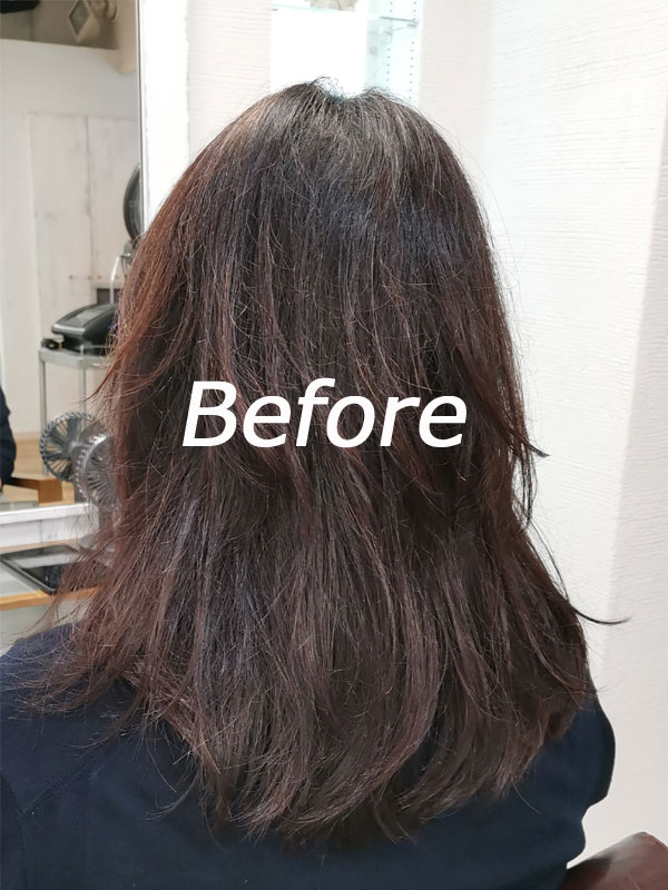 台北大安區仁愛路A Relax Hair日本美髮沙龍的改善髮質護髮後，變的有亮度·美麗的頭髮before