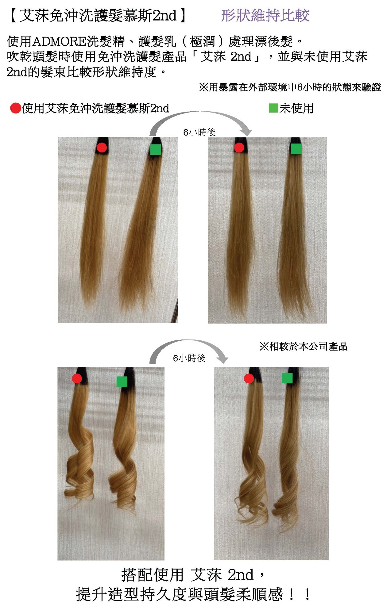 ADMORE 艾莯護髮效果比較